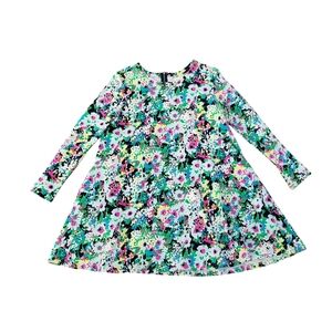 Fantastic Fawn Floral Prairie Garden Long Sleeve Dress Size Medium Relaxed